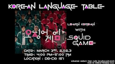Korean Language Table Squid Game 3 3 23